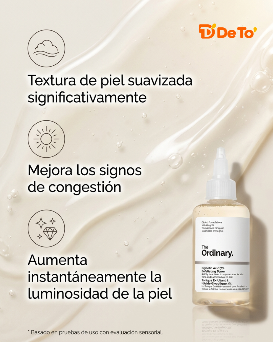 The Ordinary – Tónico exfoliante con ácido glicólico 7 % para una piel más suave y luminosa