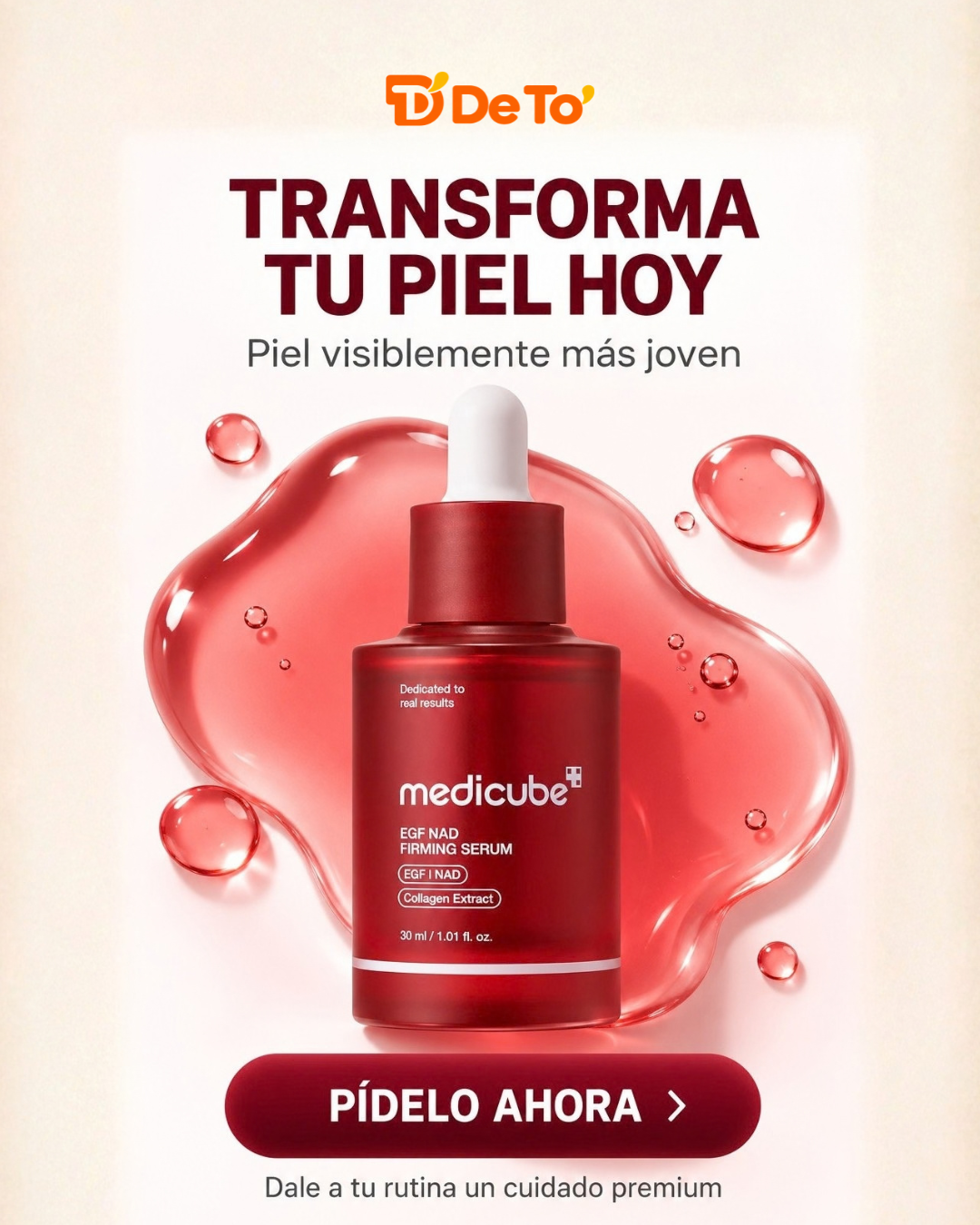 Medicube – Sérum reafirmante e hidratante para rostro y cuello con NAD+ y EGF, 30 ml