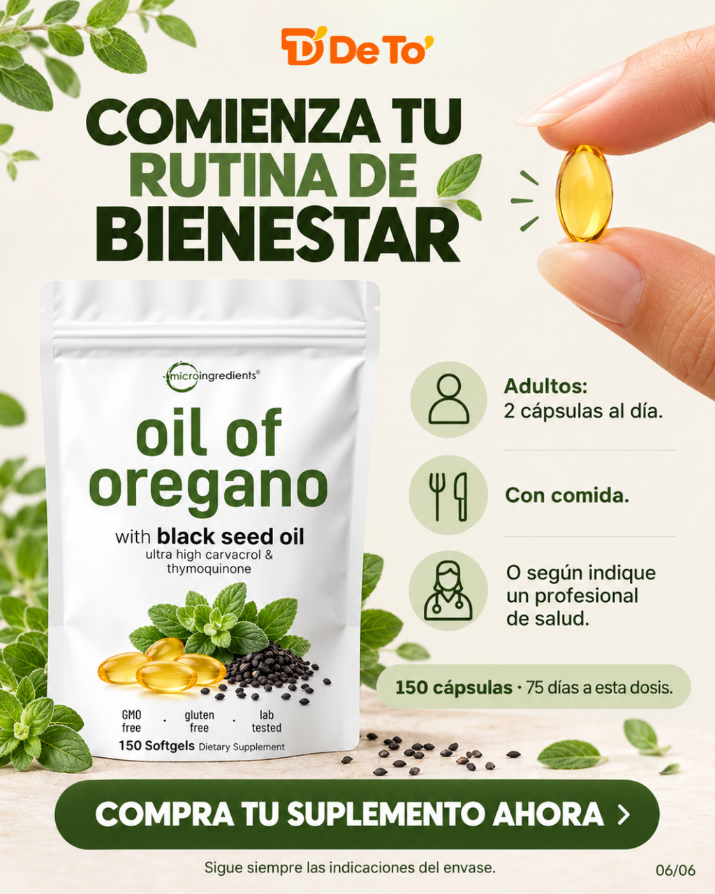 Micro Ingredients – Suplemento de aceite de orégano y semilla negra, 150 cápsulas blandas