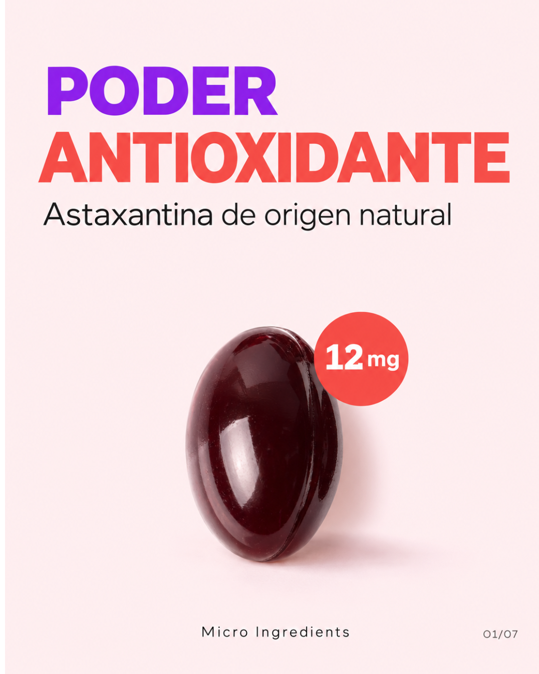 Suplemento antioxidante de astaxantina 12 mg – Micro Ingredients, 120 cápsulas blandas